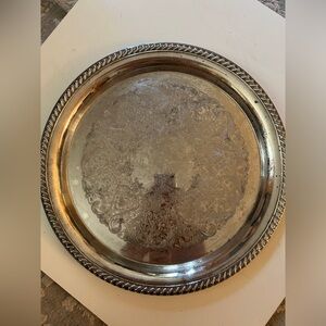 Vintage silver plate round serving tray